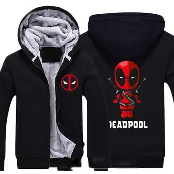 

2016 Movie Deadpool Hoodies zipper Jacket Winter Warm Cotton Sweatshirts Coats 6 style