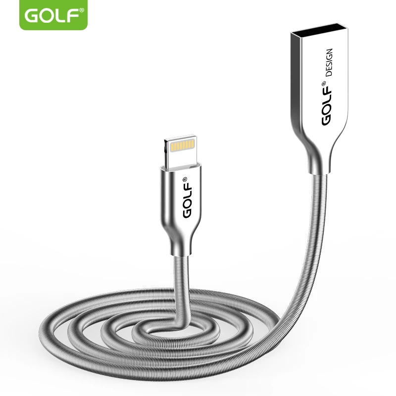 

GOLF Metal Spring USB Data Charging Cable for iPhone 8 7 6 6S Plus X XS Max XR 5 5S 5C SE Phone Fast Charger Wire 1m USB Cables