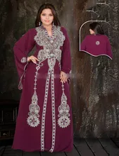 Long Sleeve Fully Crystal Beaded Glitter Muslim Evening Dresses Arabic Dubai Kaftan Formal Party Prom Gown Islamic Dress