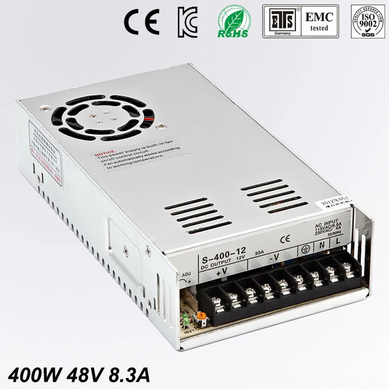 

Single Output dc48V 8.3A 400W Switching power supply For LED Light Strip 110V 240V AC to dc36V SMPS With CNC Electrical Equipmen