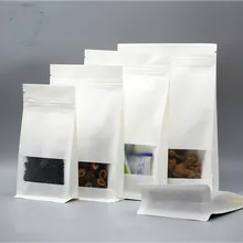 Ferimo 100 pz sacchetto ottagonale cibo finestra aperta sacchetto di carta di vacchetta bianca glassa bustine di tè autoportanti per alimenti per cani