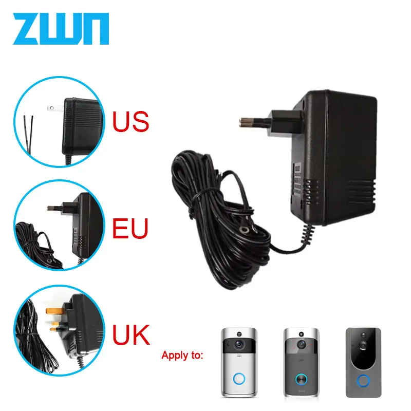 Eua reino unido da ue plugue 18 v ac transformador carregador para wifi sem fio campainha câmera adaptador de alimentação ip vídeo porteiro anel 110 v-240 v