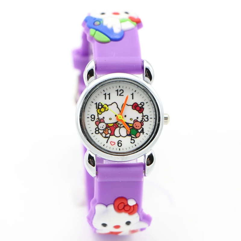 Hot Sale Hello Kitty Watches Children Cartoon Watch Kids Cool 3D Rubber Strap Quartz Watch Clock Hours Gift Relojes Relogio