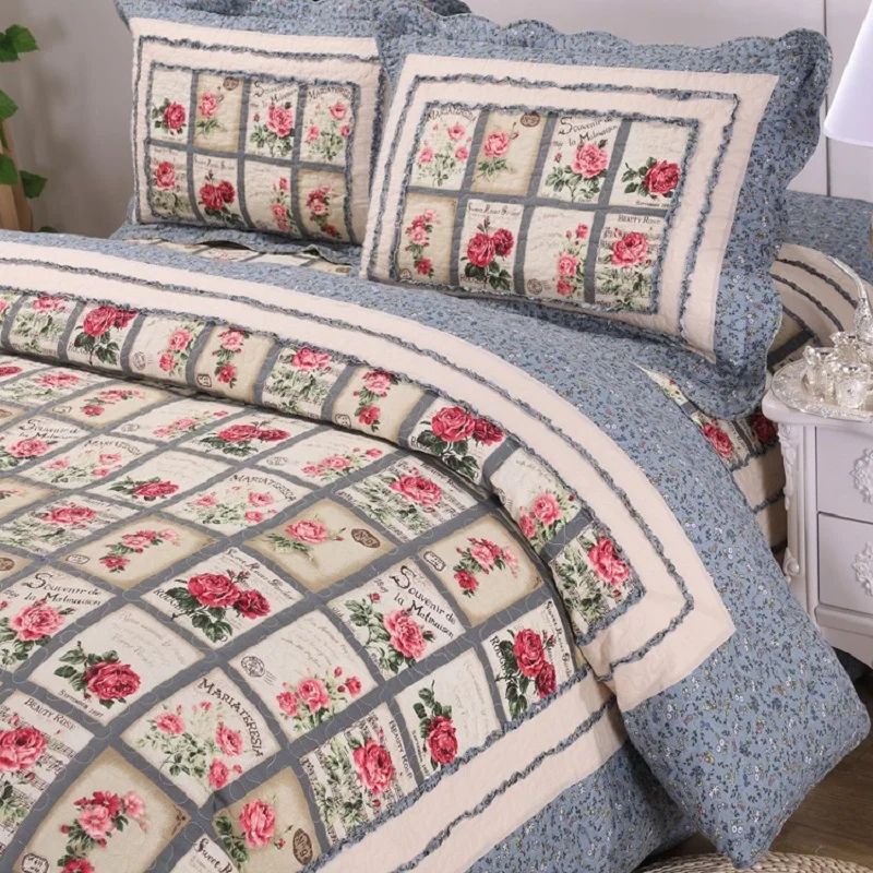 

CHAUSUB Korea Style Quality Quilt Set 3PCS/4pcs Washed Cotton Quilts Quilted Bedspread Sheets Pillowcase Coverlet Set King Size