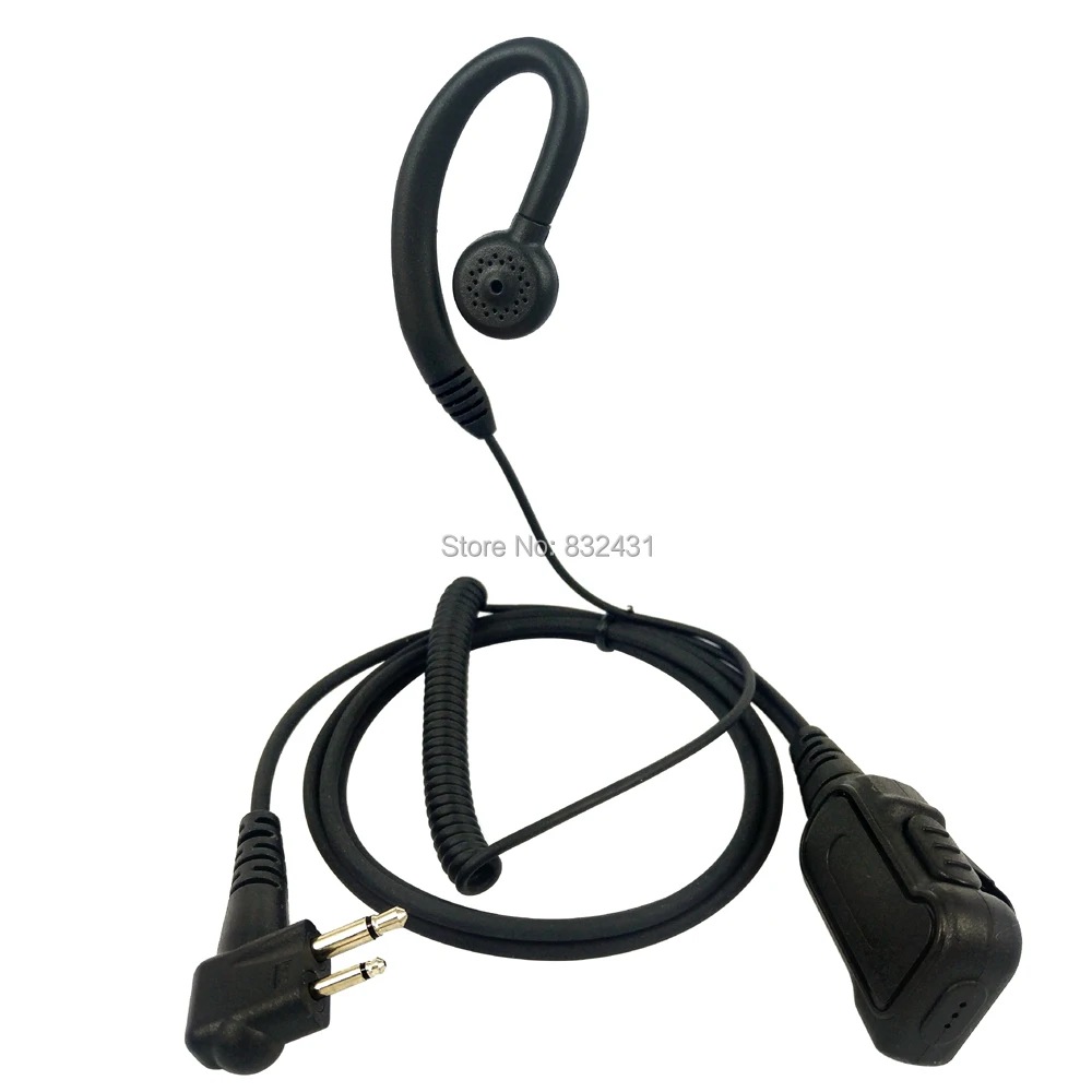 2 Pin Big PTT Knob Curve Earpiece Mic For Motorola Walkie Talkie 1