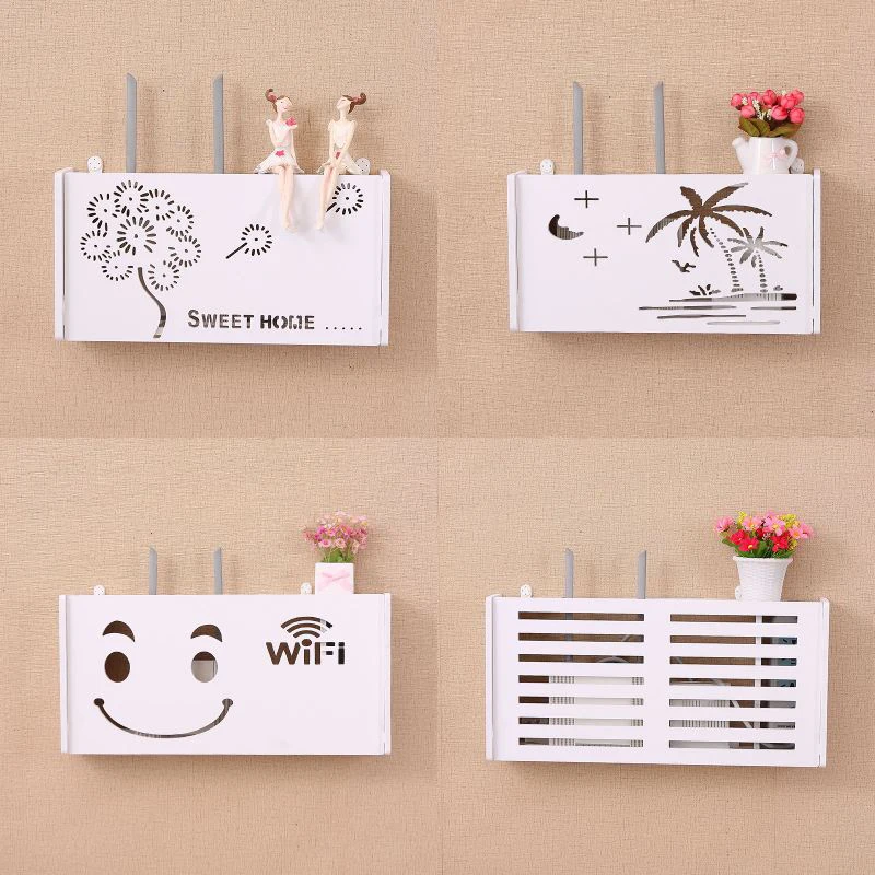 

Wireless Wifi Router Storage Box Cable Plug Board Wall Hanging Shelf Bracket Home Decor Organizer Holder