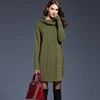 2022 mujeres moda cuello alto grueso suéter Vestidos más tamaño Casual Sexy tejido algodón Otoño Invierno vestido Vestidos ► Foto 3/6