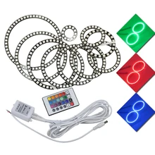 Последний Новый 5050 SMD Ангельские глазки Multi-Цвет RGB LED DRL дистанционного Kit-2 шт. (60/70 /80/85/90/94/100/106/110/115/120/126 /140 мм)