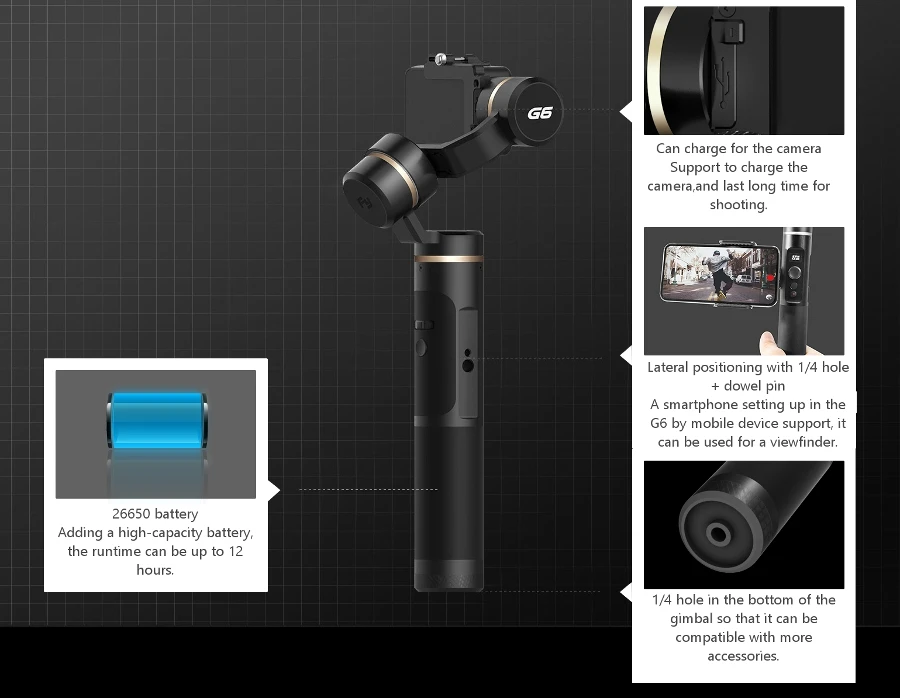 Feiyu Tech G6 360 градусов 3-Axis Камера Gimbal с поддержкой Wi-Fi с дистанционным управлением по bluetooth Управление пульт дистанционного управления для GoPro Hero 6/5/4 RX0 VS Zhiyun Z1