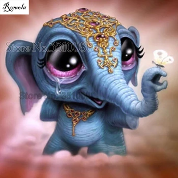 

full square/round Embroidery Pattern diamond 5D DIY painting Cartoon Elephant 3D Cross stitch kits mosaic pictures wall stickers