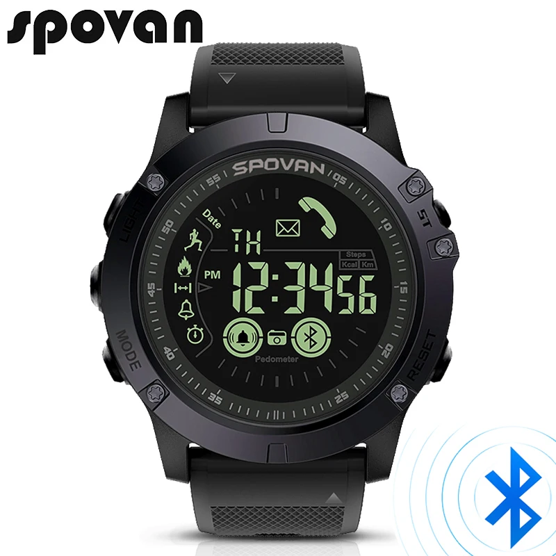 SPOVAN Bluetooth Для мужчин часы, модные спортивные часы, цифровой Watch.2 лет Срок службы батареи, 50 м Водонепроницаемый часы. Relogio Feminino PR1