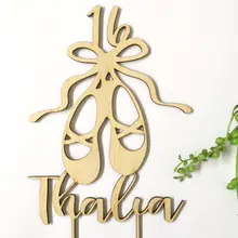 На заказ, украшение для торта на день рождения, персонализированное с именем, балетная балерина, танцевальная, возраст, названия, топперы для торта, подарок, деревянный Топпер для торта