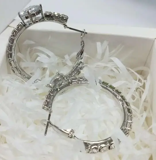 

4cm New Design Fashion Rhinestone Crystal Hoop Earrings Party Wedding Dangle Earrings For Woemen Jewelry Bijoux Hot gifts