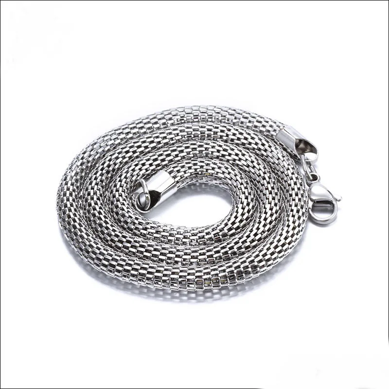 3.2mm/4mm Width Round Mesh Chain Necklaces, 316L Stainless Steel Chains