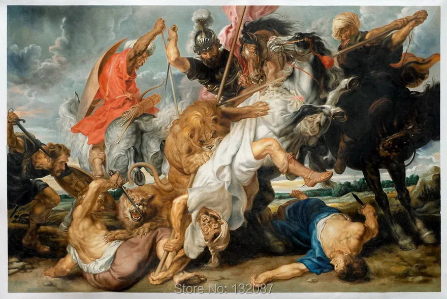 Free Shipping Lion Hunt by Peter Paul Rubens, Oil Hand Painting on ...