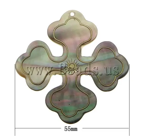 Free shipping!!!Natural Black Shell Pendants Guaranteed 100% Cross 55x55x3mm Hole:Approx 2mm 10PCs/Lot Sold By Lot | Украшения и