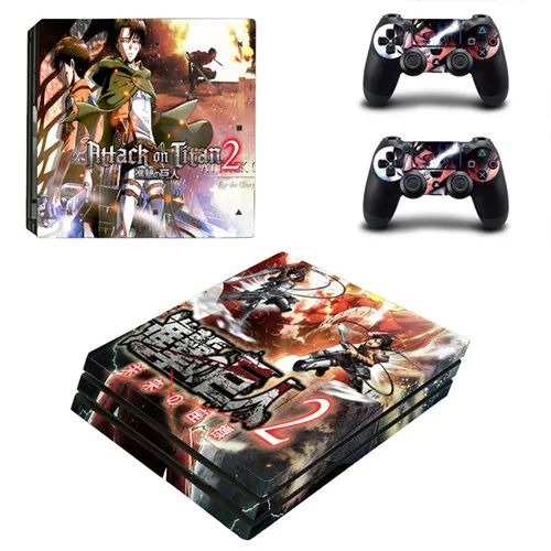 Anime Attack On Titan 2 PS4 Pro Skin Sticker Decal For Sony PS4 PlayStation 4 Console and 2 Controllers PS4 Pro Skins Stickers 