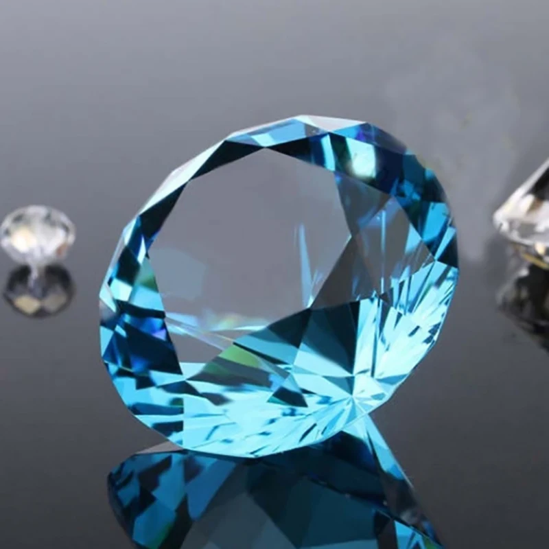 

50mm 1pc/10pcs Aquamarine Glass Diamond Paperweight Crystal Crafts Home Decor Ornaments Wedding Party Gifts