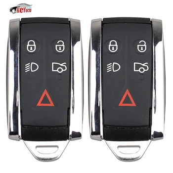 

KEYECU 2 Pcs/lot Replacement Smart Key Shell Remote Key Case Fob 5 Button+ Key Blank Uncut for Jaguar X S-Type XF XK XKR