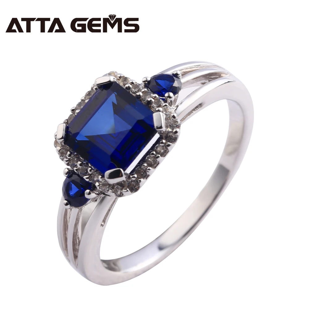 

Blue Sapphire Silver Ring For Women 3 Carats Created Sapphire Romantic Elegant Style For Office Ladies Fine Jewelry Top Quality