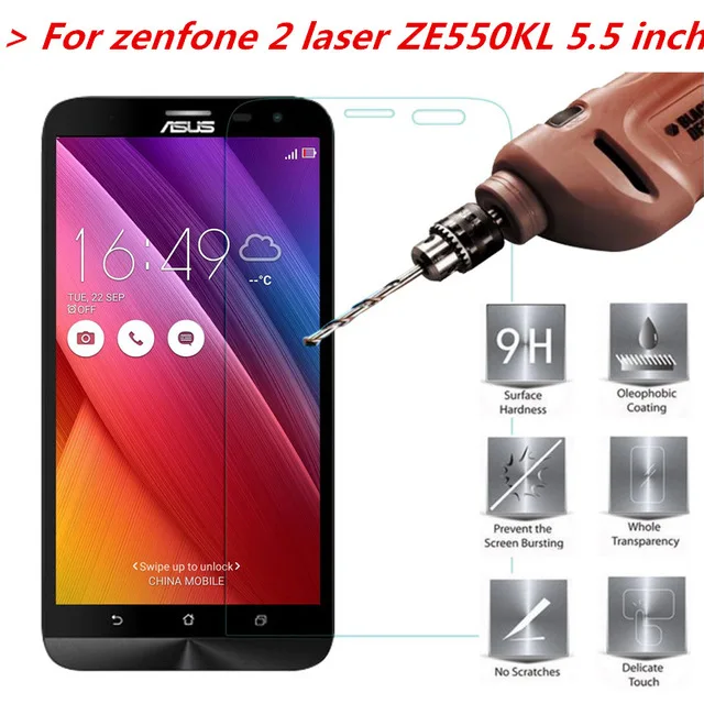 

0.3mm 9H tempered glass For ASUS ZenFone 2 Laser ZE550KL ZE551KL Z00LD 5.5" screen protector protective front case +clean kits