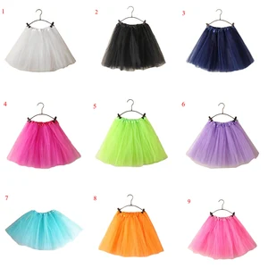 Image 3 - 15Inch Length Classic Womens Tulle Skirts Elastic Tutu Skirts Solid Color High Waist Sweet Toddlers Ballet Skirt Blue Pink Rose