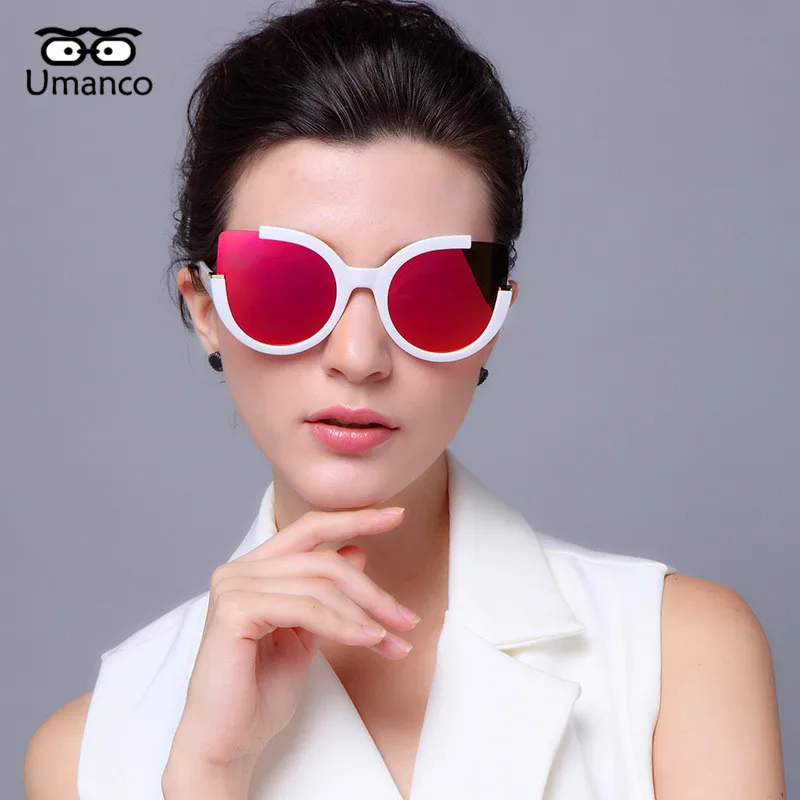 Umanco, модные женские модные солнцезащитные очки кошачий глаз, уникальная полуоправа, пластиковые солнцезащитные очки, женские очки для вождения, подарок