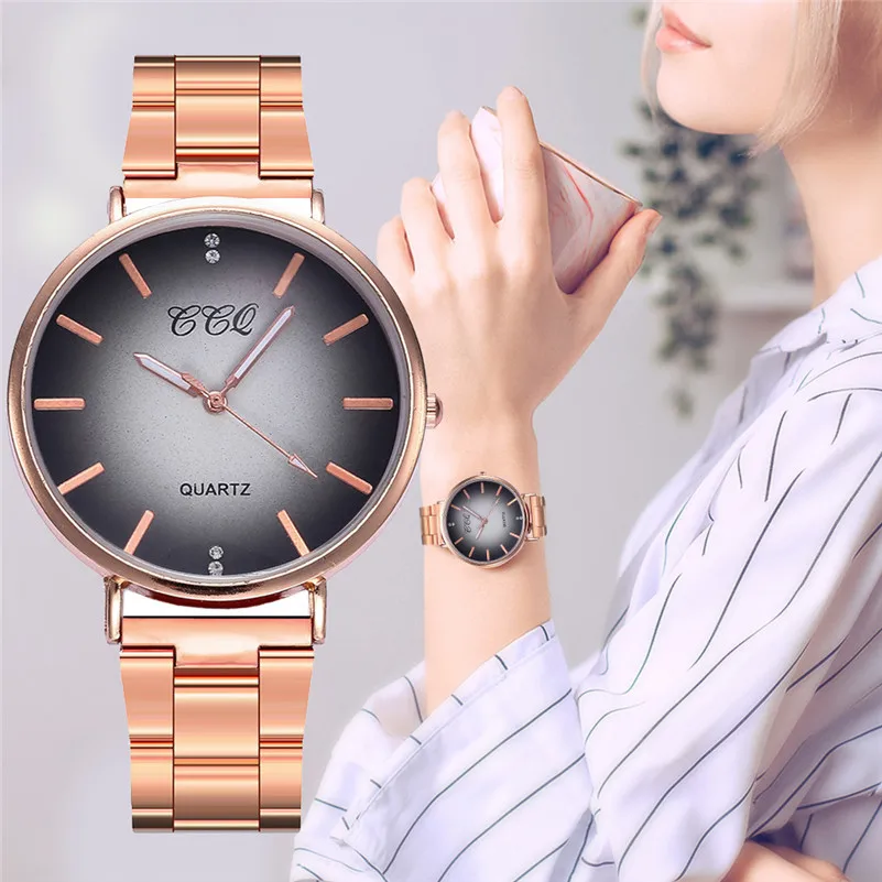 2019 CCQ женские часы кварцевые из нержавеющей стали ремешок деловые точечные часы Аналоговые наручные часы женские часы Relogio Feminino