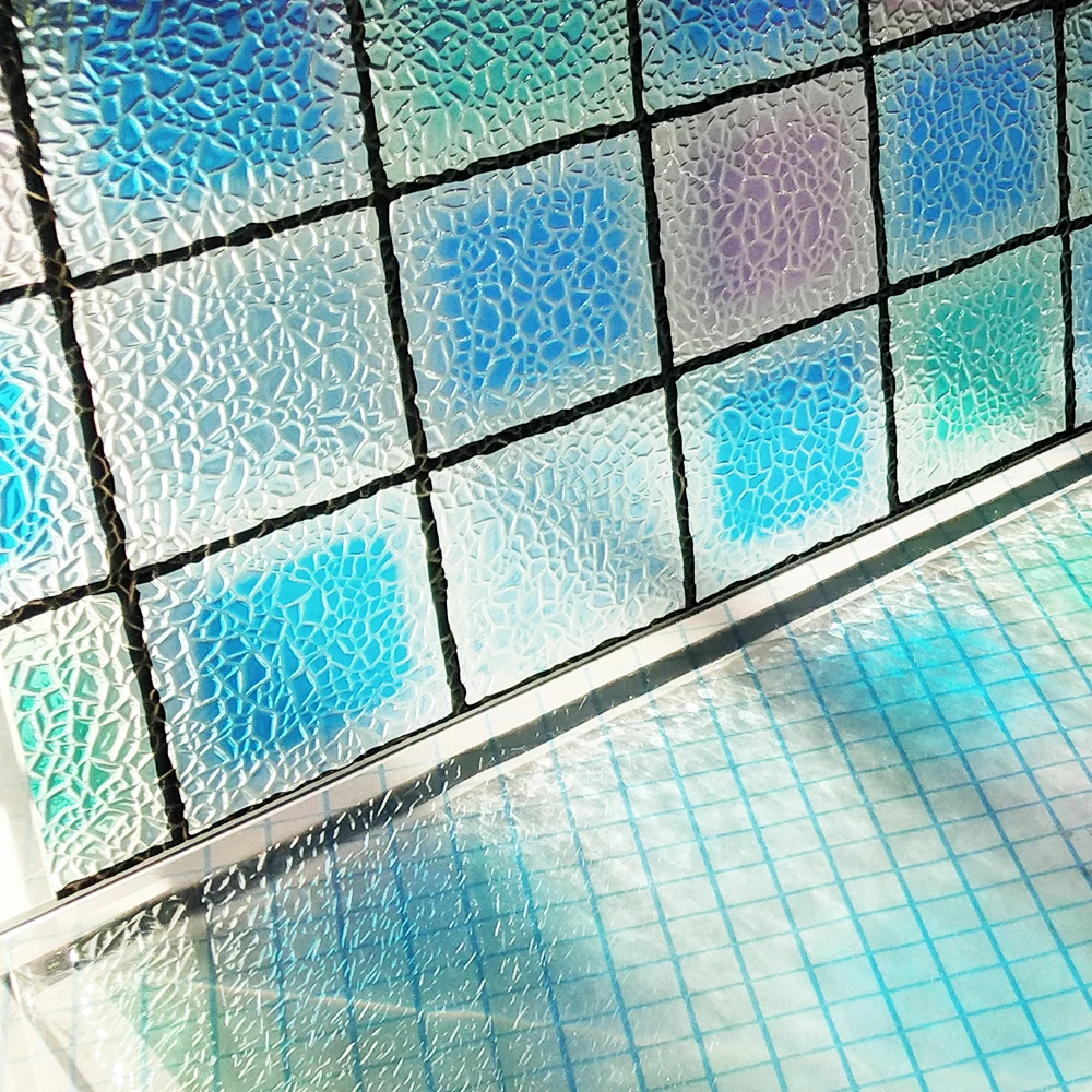 

WXSHSH Privacy Glass Film Decorative Colored squares Glass Window Foil Static Cling Window Sticker Removable Anti-UV 75x400 cm
