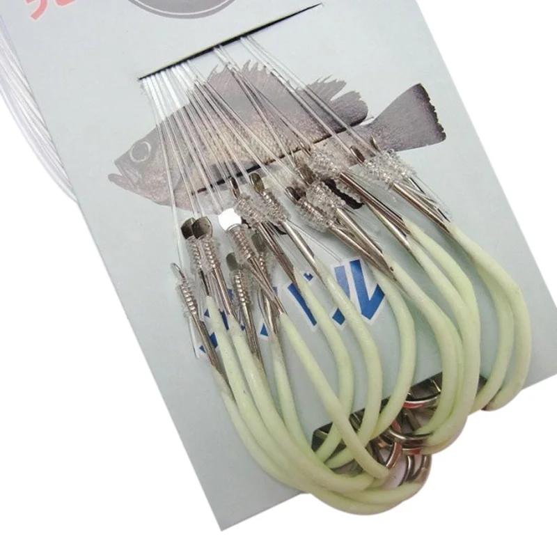 

New Luminous Fishing Hooks Authentic barbed hook with fishing line Overturned Fish Hook 12# 14# 16# 18# pesca acesorios