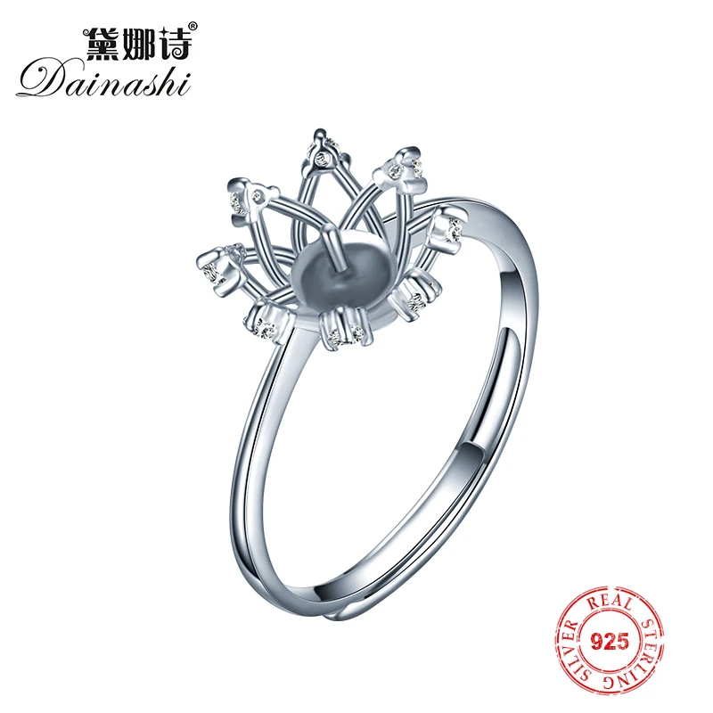3pcs Sterling Silver Eight Diamonds Flower Simple Ring Settings