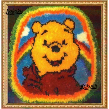 

3d floor carpet bear embroidery handmade accessories set tapestry kits latch hook kit rug canvas printed handwerken knooppakket