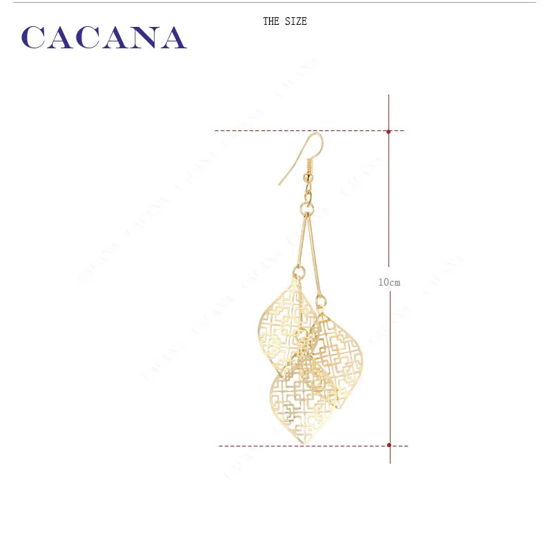 CACANA Dangle Long Earrings With 3 Same Hollow Leaves For Women Bijouterie Hot Sale No.A95 A96