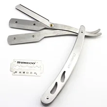 1 набор мужской прямой Опасная бритва стальные бритвы Складной бритвенный нож Инструменты для удаления волос с 10 шт. бритвенным лезвием