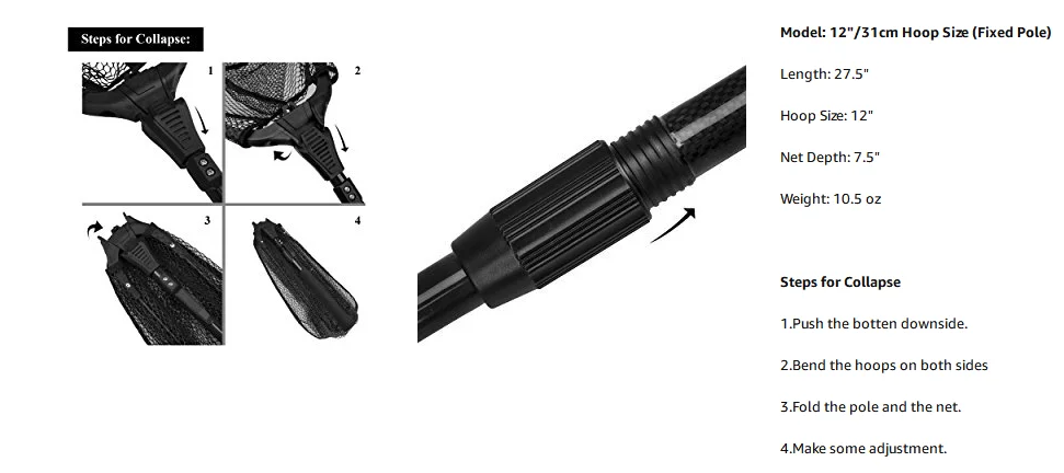 PLUSINNO рыболовная сеть рыболовная сачок, складная телескопическая ручка полюса, прочный нейлоновый материал сетка, безопасный рыболовный улов