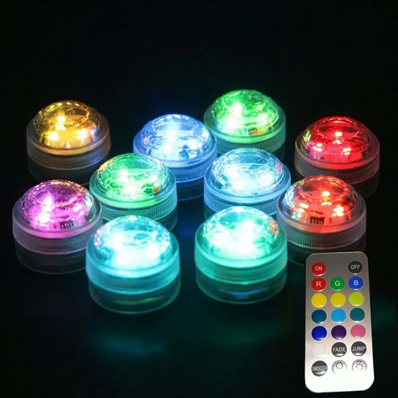 

10 Pack (10X) Remote Control Submersible LED Candle Tea Light Waterproof RGB Under Water Lamp Decoration for Vases Waterproof
