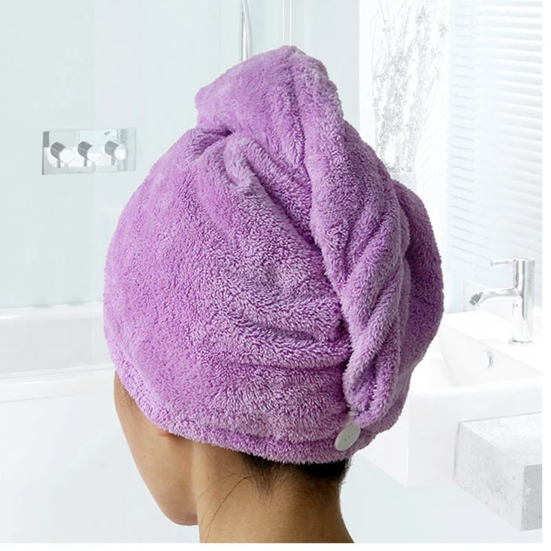 

Microfiber Hair Towel Ultra Absorbent Twist Hair Turban Drying Cap For Spa