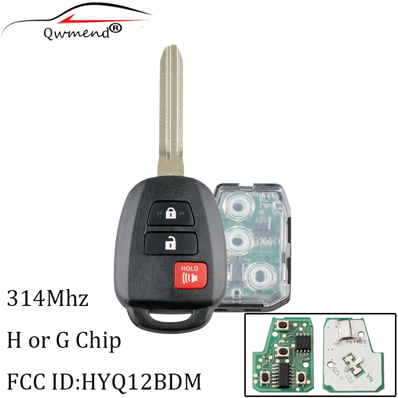 3 кнопки дистанционного ключа для Toyota HYQ12BDM 314 МГц Rav4 2013 2014 2015 Prius C V 2012 2016