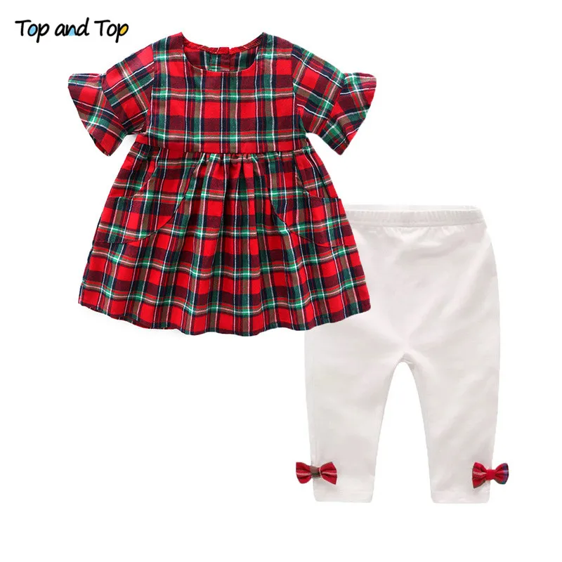 

Top and Top Baby Girl Clothing Set Newborn Infant Baby Girls Clothes Plaid Dress Top+Leggings Tolddler 2Pcs Bebes Outfits Sets