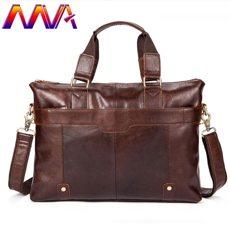 

MVA Promotion cow leather men briefcase with 100% genuine leather mens briefcase for fashion men laptop computer shoulder bags