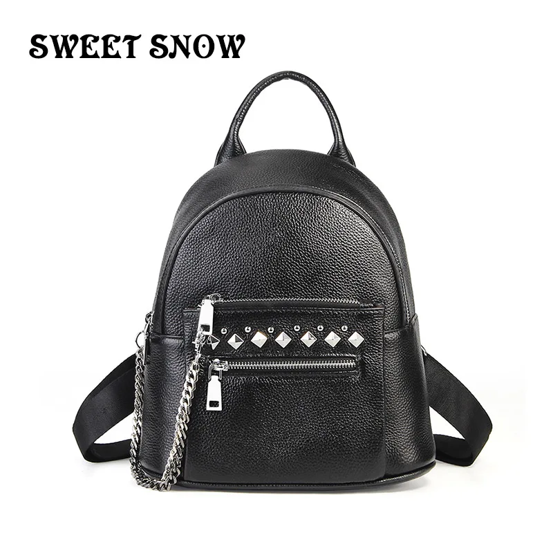 

New arrivals backpack mochila women's Multifunction Women Genuine Leather Backpack Black Cowhide Female Shoulder Bag Travel Back