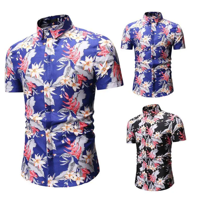 Цветочный блузка для мужчин Slim fit цветок s рубашка Новые модные летние модельные рубашки одежда