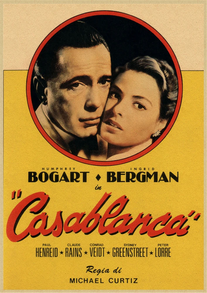 Голливуд фильм Casablanca крафт-бумага плакат старый классический Любовь бар театр кафе декоративная живопись - Цвет: Золотой