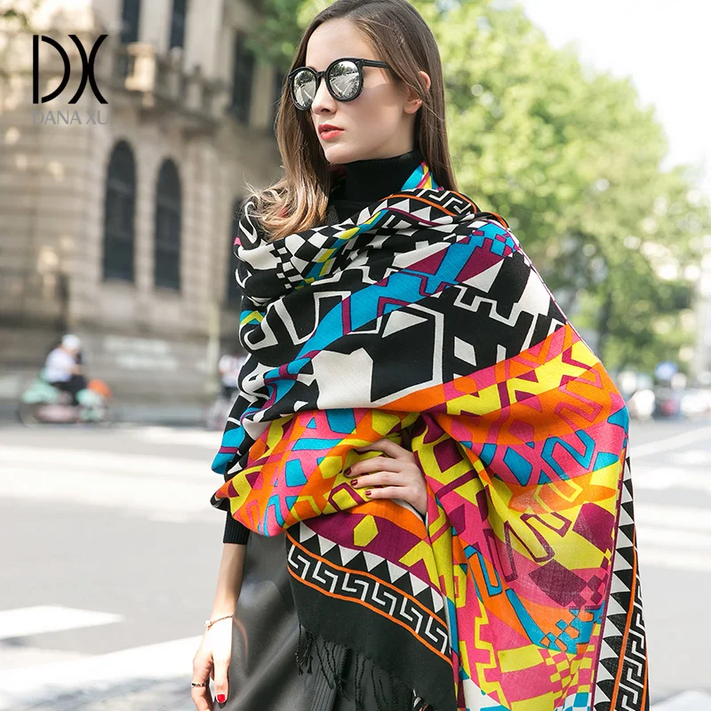  Warm Scarf Fashion Scarves and Shawls Women Cape Muslim Hijab Plaid Blanket Scarf Wool Bandana Ponc