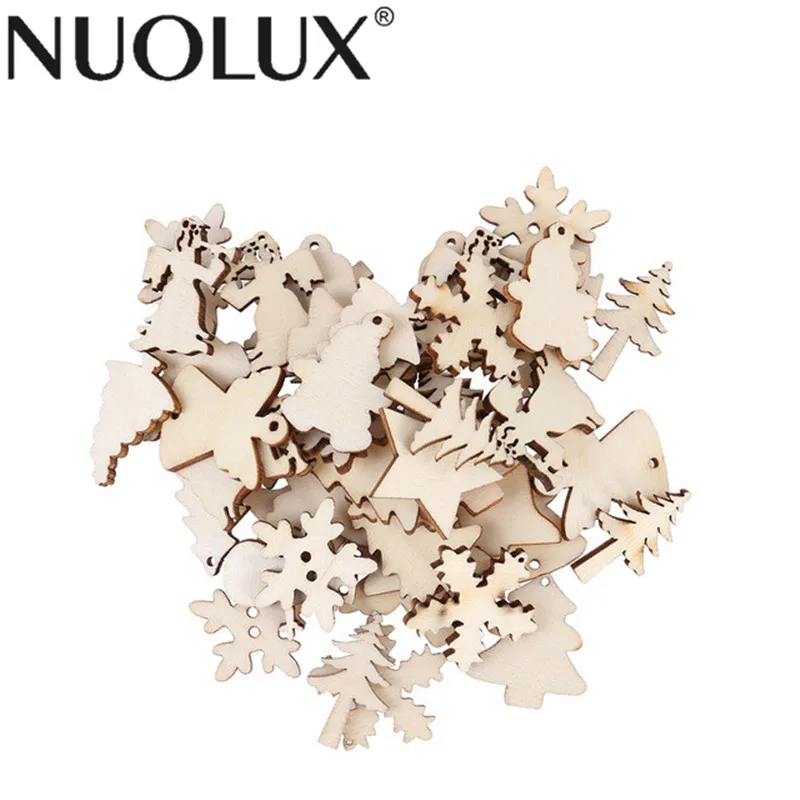 

Wooden Christmas Tree Snowman Snowflake Reindeer Unfinished Slices Hanging Ornament DIY Arts Crafts Decoration