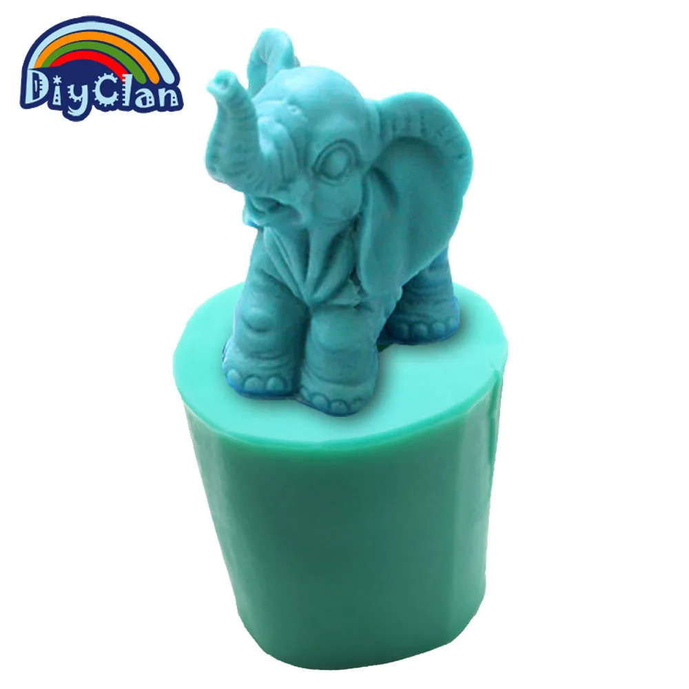 

Hot Sale DIY silicone molds for cake 3D Elephant salt sculpture ice sculpture handmade plaster animal candle molds S0102DX25