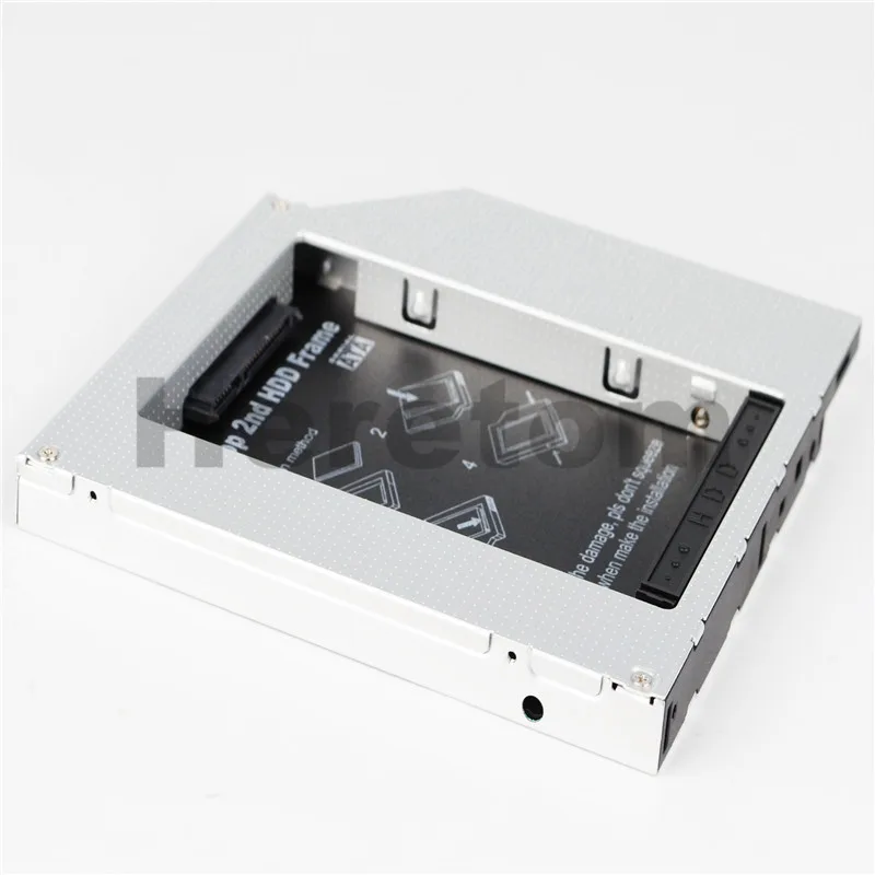 Heretom алюминиевый Универсальный IDE SATA 12,7 мм 2-ой HDD Caddy для ноутбука DELL hp ACER BENQ ASUS DVD DC-ROM Оптический отсек