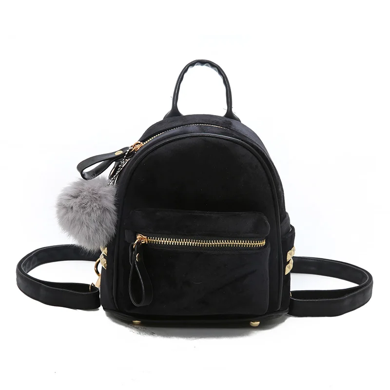 Janespri 2018 New Mini Velour Backpack Female Cute Backpacks High Quality Backpack for Girls Women Pure color bag Korea Mochila (54)