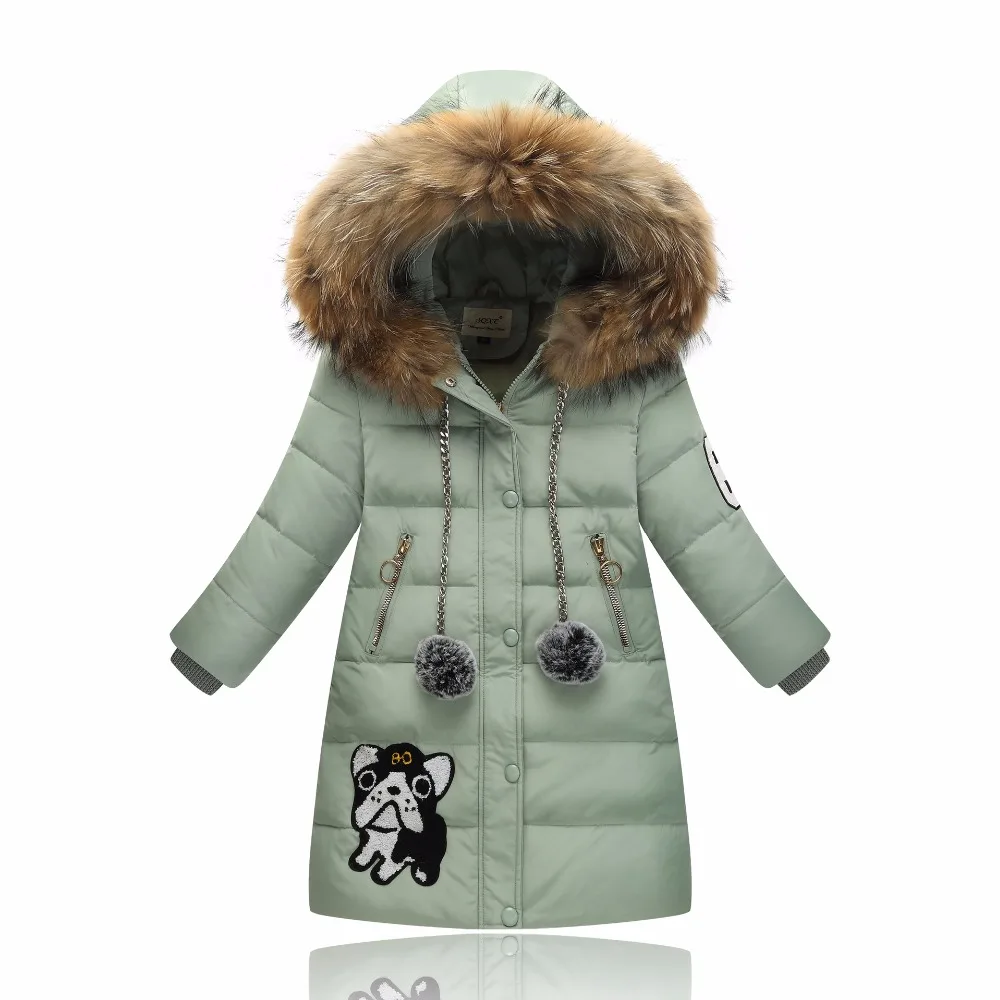 Teenagers Coat Jacket Warm Girls Outerwear Parka Jacket With Real Raccoon Fur Winter Thick Coat Girls 2017 New Winter Collection (9)