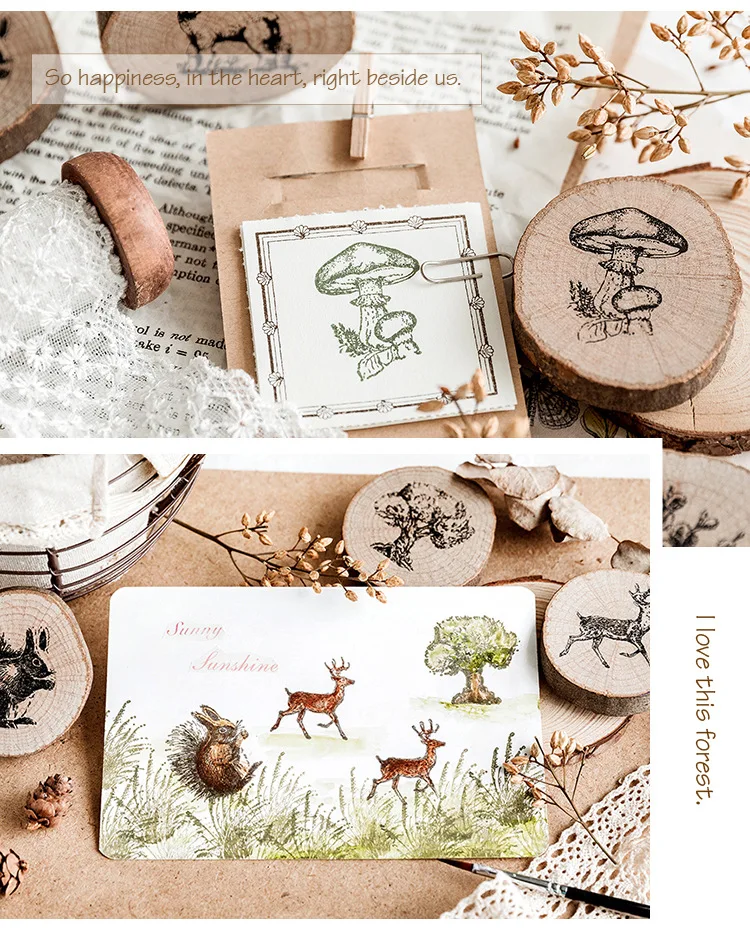 Vintage Forest mailbox animal plant decoration stamp wooden rubber stamps for scrapbooking stationery DIY craft standard stamp